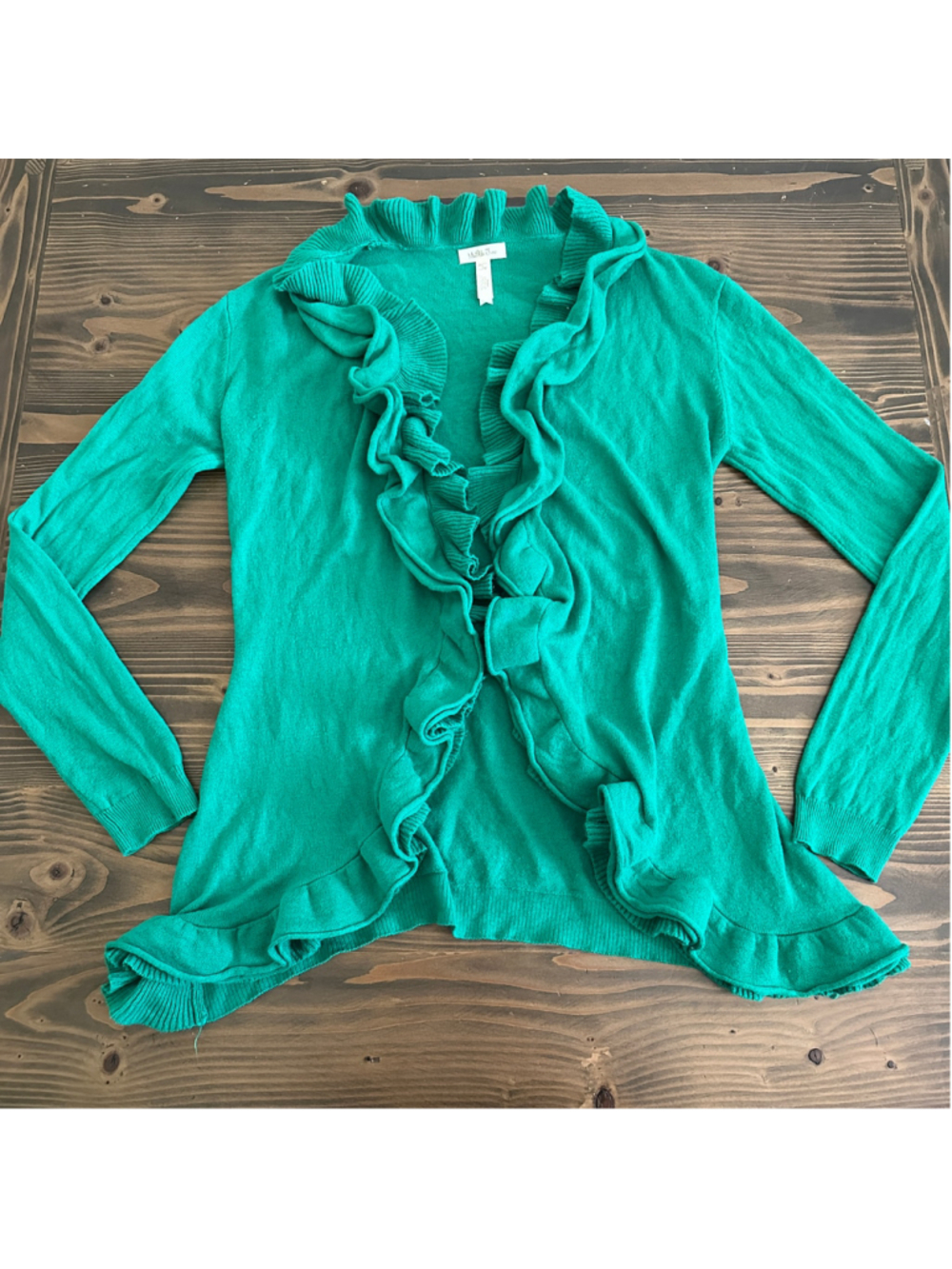 Matilda Jane Women's Cardigan Sm Green Ruffle Sweater Boho Cottagecore Romantic